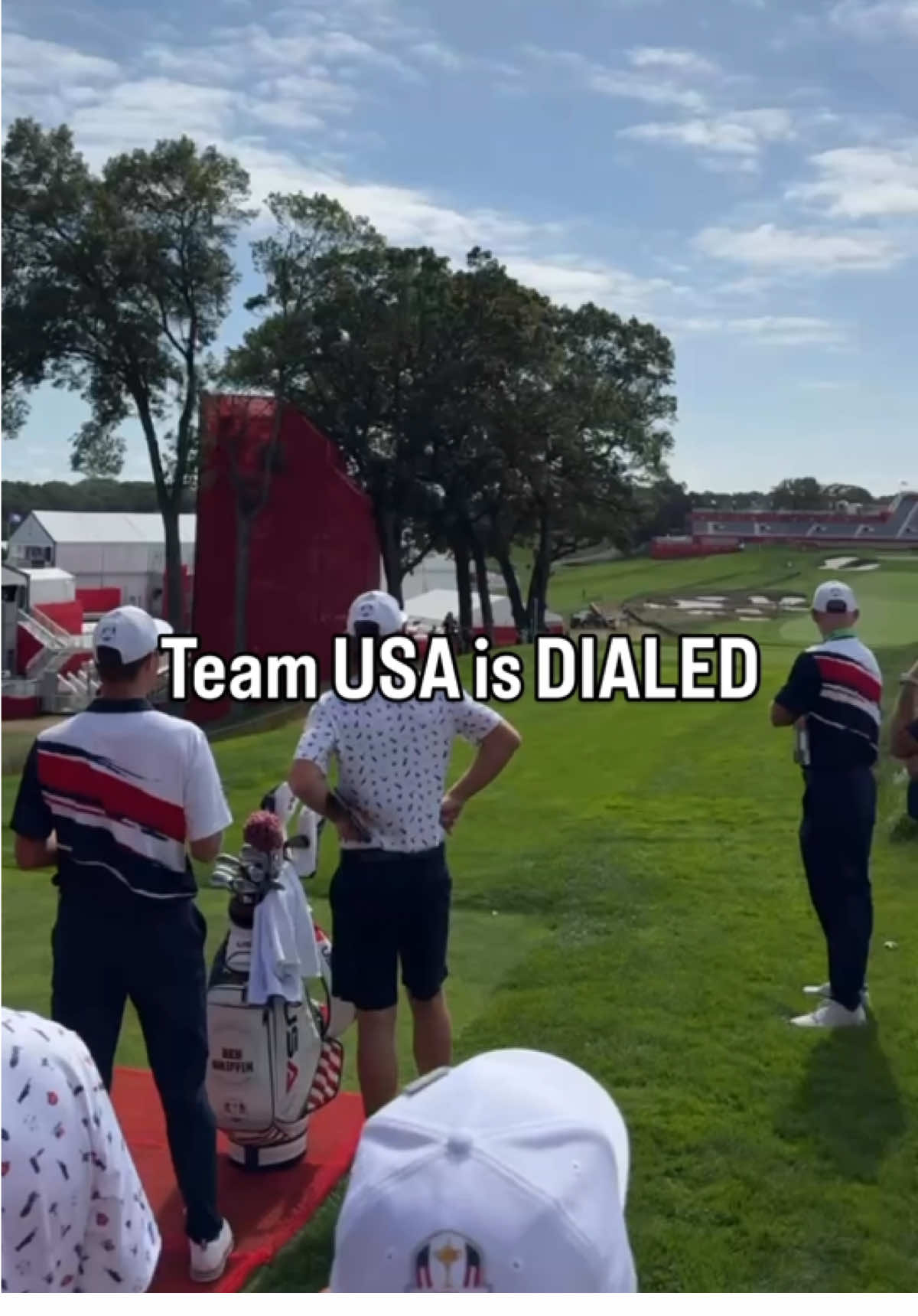 Team USA is locked in and ready to write the next chapter in Ryder Cup history. The stars and stripes are bringing the heat. 🇺🇸🔥  #RyderCup #TeamUSA #DialedIn 