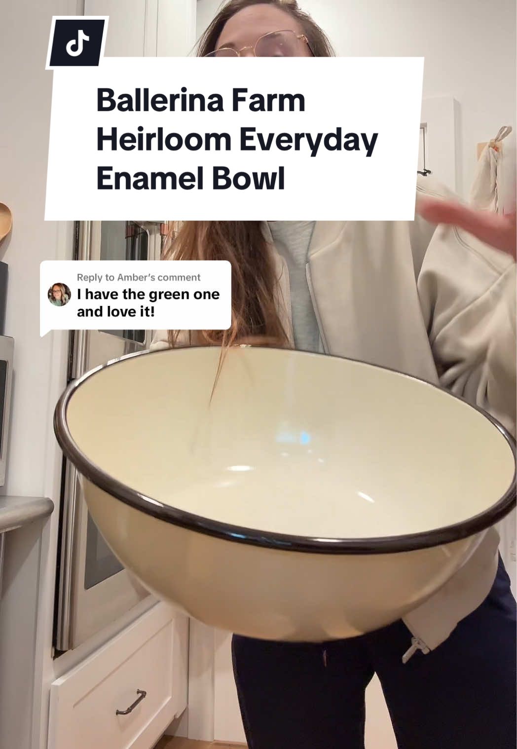 Replying to @Amber I almost got the green but my neutral heart went cream first!! The blue rim now has me 👀 Everyday Enamel Bowl from @Ballerina Farm Store  #ballerinafarm #ballerinafarmstore #enamelbowl #sourdoughbaking #sourdoughtok 