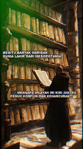 ‎Mesopotamia: Jejak Awal Peradaban Manusia 🏺🌊 ‎Bayangkan sebuah tanah subur yang dikelilingi dua sungai besar—Tigris dan Eufrat. ‎ ‎📍 Letak & Nama ‎Mesopotamia berarti “tanah di antara sungai-sungai” (dari bahasa Yunani: meso = tengah, potamos = sungai). ‎ ‎Wilayah ini berada di Irak modern, sebagian Suriah, Turki, dan Iran, tepat di antara Sungai Tigris dan Eufrat. ‎ ‎Karena tanahnya subur oleh banjir tahunan, wilayah ini dijuluki “Cradle of Civilization” (Buaian Peradaban). 🌾 ‎Dari sanalah manusia pertama kali mengubah hidupnya: dari berburu dan berpindah-pindah menjadi tinggal di kota, bercocok tanam, membangun kuil megah, dan menulis sejarah mereka sendiri. Tempat itu bernama Mesopotamia, wilayah yang kini kita kenal sebagai Irak modern dan sekitarnya. ‎ ‎Di sana lahirlah Sumeria, dengan kota Uruk yang dianggap sebagai kota pertama di dunia. Kemudian muncul Akkadia, di bawah Sargon Agung yang membangun salah satu imperium paling awal. Lalu bangkit Babilonia, terkenal dengan Hammurabi yang menulis hukum tertua ⚖️ dan kisah tentang Taman Gantung yang menjadi legenda. Tak ketinggalan Asyur, kerajaan kuat dengan pasukan militer yang ditakuti dan ibu kota Niniwe yang gemilang. ‎ ‎Namun bukan hanya kerajaan-kerajaannya yang membuat Mesopotamia istimewa. Dari tanah ini lahir inovasi yang kita pakai hingga hari ini: tulisan paku (cuneiform) untuk menyimpan catatan, roda yang mengubah perjalanan manusia, sistem irigasi yang menaklukkan banjir sungai, hingga perhitungan 60 menit dalam satu jam dan 360 derajat dalam satu lingkaran. Bahkan, salah satu kisah tertua umat manusia, Epos Gilgamesh, tercatat pertama kali di sini 📜. ‎ ‎Karena itulah Mesopotamia disebut “Cradle of Civilization” (Buaian Peradaban) 🌾. Dari sinilah peradaban manusia berawal. Pertanyaannya: jika begitu banyak warisan dunia lahir dari Mesopotamia, mengapa wilayah ini kini justru penuh konflik dan kehancuran? 🤔#history #sejarah #peradaban  #iran #CapCut 