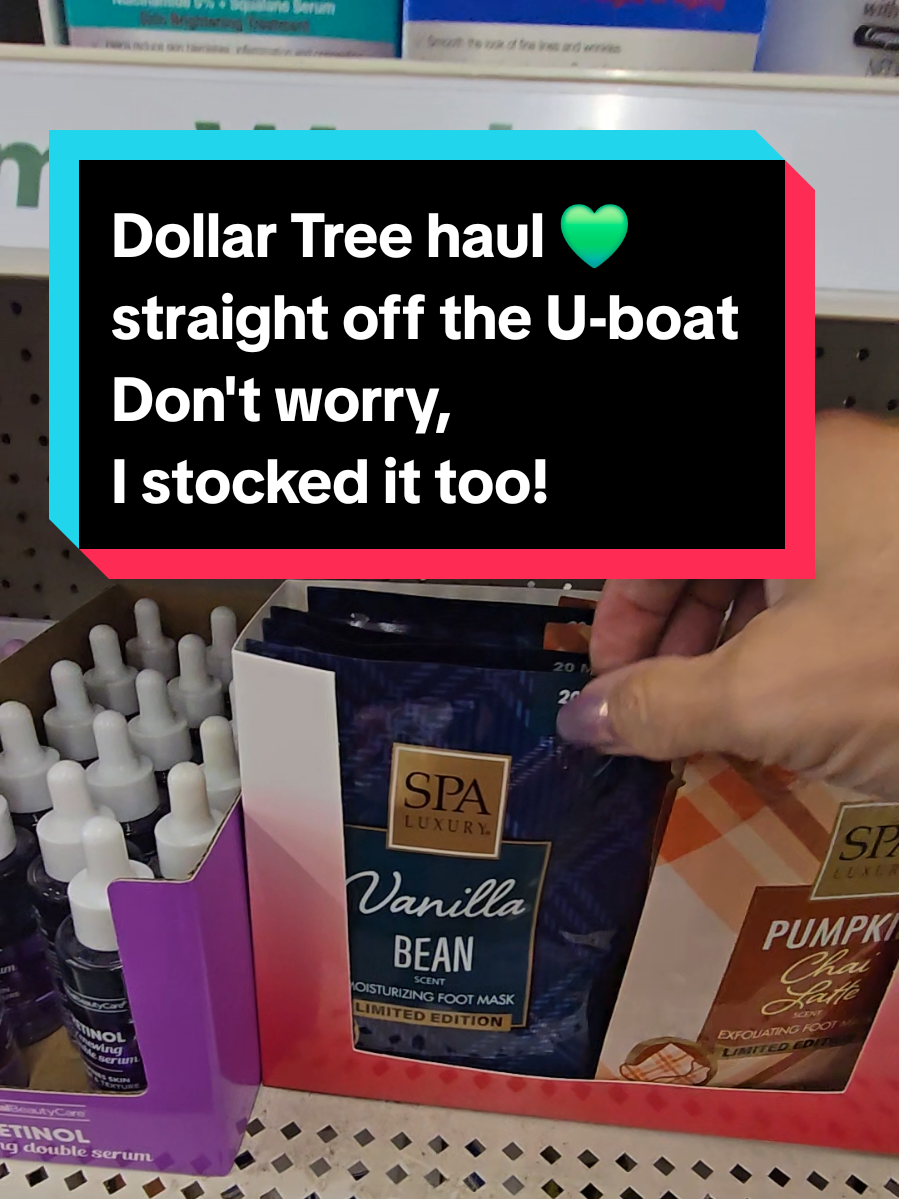 Just hit Dollar Tree and scored some brand new finds right out of the box! I opened a couple U-boat cases and stocked shelves after snagging a few for myself—because you know I can’t resist first dibs. Grabbed the new Spa Luxury foot masks in Vanilla Bean and Pumpkin Chai Latte, plus cherry pie hand wipes fresh from the box, and the LA Colors Heart Pumpkin Spice makeup set that’s about to go viral. I took one of each before putting the rest out, and of course, I found even more goodies along the way. Stay tuned for my full haul!! #DollarTreeFinds #BudgetHaul #TreasureHuntShopping #ShopWithMe #GroceryAndGlam  @Dollar Tree  Keywords: Dollar Tree haul, Dollar Tree new finds, Dollar Tree U-boat, Dollar Tree unboxing, Spa foot mask vanilla spiced chai, cherry pie hand wipes Dollar Tree, LA Colors pumpkin spice heart makeup set, Dollar Tree shelf stocking, viral Dollar Tree finds, bargain shopping Dollar Tree