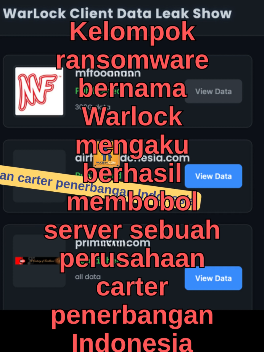 Ransomware menyerang : dari perusahaan sewa pesawat sampai perusahaan tambang.  Bayangkan semua data penting perusahaan anda, kontrak, gaji karyawan, rahasia bisnis tiba-tiba terenkripsi, dicuri dan dipamerkan di darkweb. #ransomware #CyberSecurity #vaksincom 