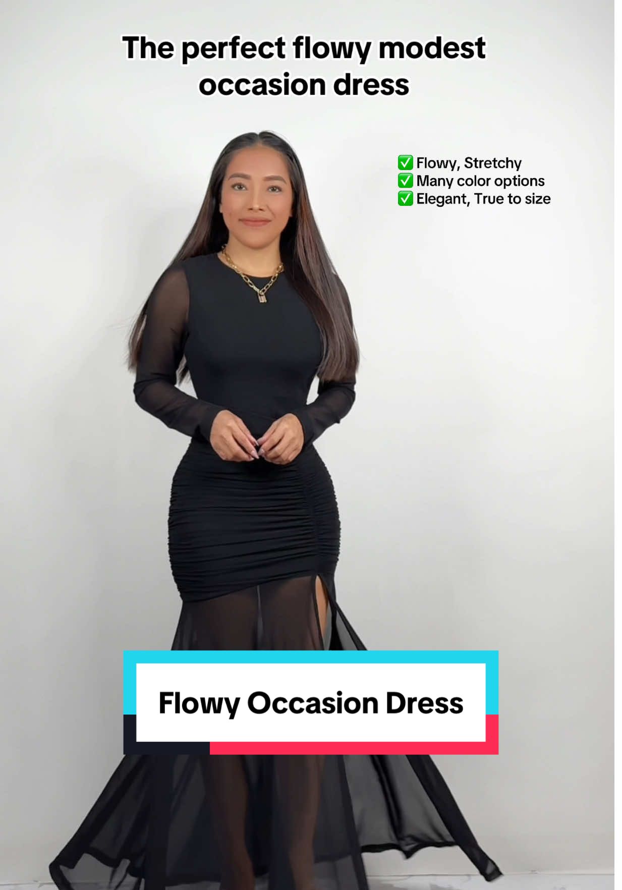 Love this flowy modest occasion dress!❤️ Many color options!  #flowydress #formaldress #occasiondress #modestformalwear #modestdress 