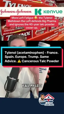 France, Spain, and the EMA (European Medicines Agency) all warn to limit Tylenol use during pregnancy and limit to the minimal effective dose. Trump’s admin said the same. The left melted down - AGAIN. But before 2019, you probably said Johnson’s Baby talc powder was safe too. But it was causing cancer and was covered up since 1971. Same company. Same playbook. 🇺🇸  #Tylenol #JohnsonandJohnson #Kenvue #BigPharma #Right 