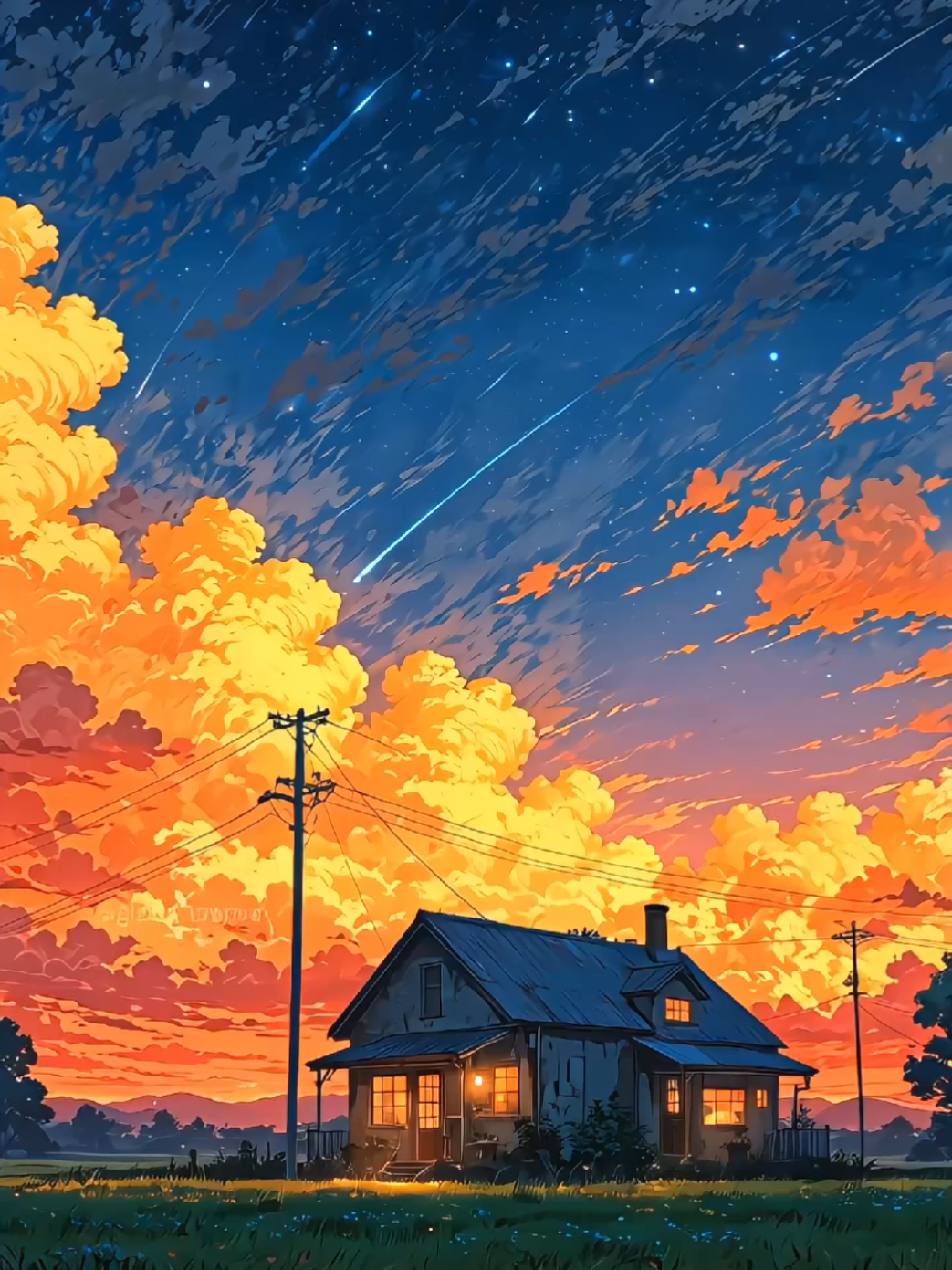 Aesthetic Anime Nature Live wallpaper (Download Live wallpaper in Bio with No mark) image by @Digital Art Sensei  Motion made with #hailuoai #minimax  #fyp #childhoodmemories #nostalgic #aesthetic #nature #naturevibes #clouds #beutifulclouds #childhoodhouse #viral #fypusa🇺🇸 #sunset 