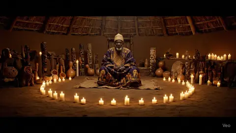 Dans une case africaine illuminée par des bougies, un vieux marabout sage, habillé de manière traditionnelle et mystérieuse, révèle le secret de la richesse cachée des anciens. Les fétiches, les symboles mystiques et l’ambiance spirituelle ouvrent la porte vers la prospérité et l’abondance. 🌙✨ 👉 Découvre le mystère, plonge dans l’univers sacré et laisse-toi guider vers ton destin. #marabout #mystique #spiritualité #richesse #multiplication 