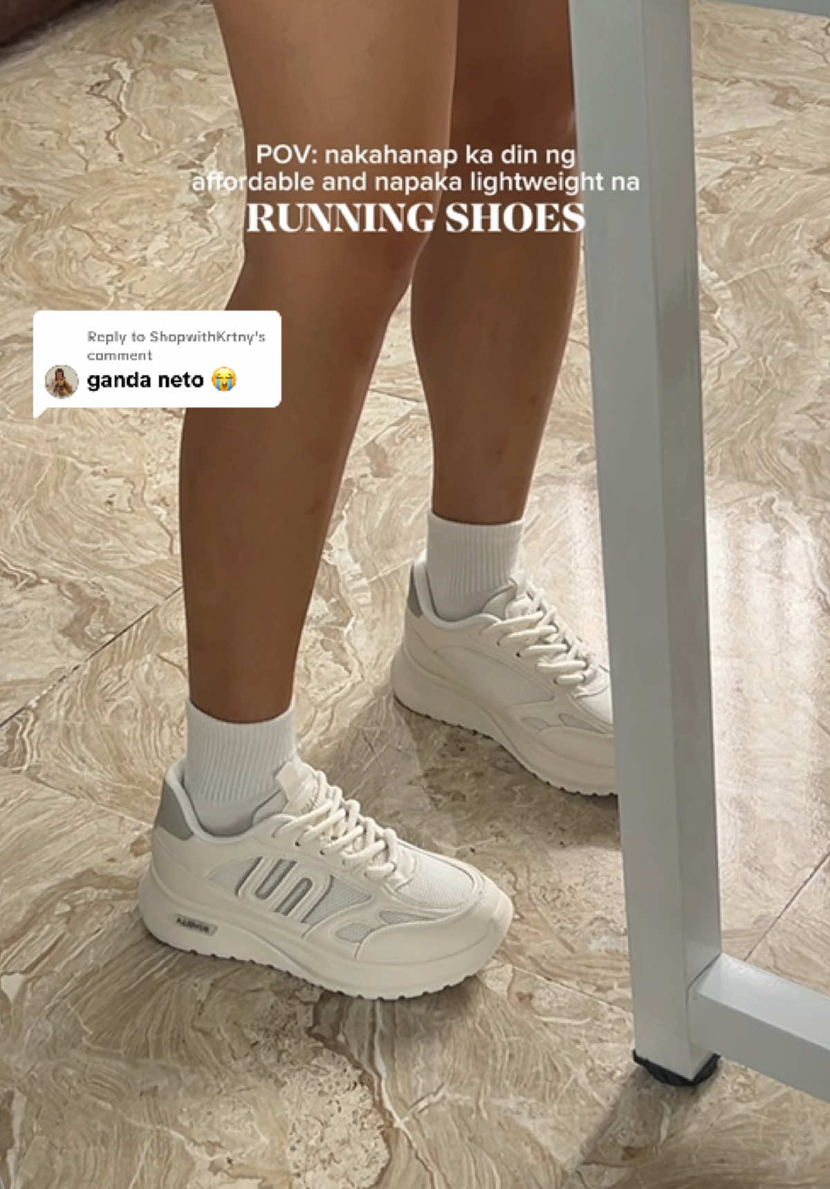 Replying to @ShopwithKrtny when worn! Ang mura lang ng running shoes😍💸 #shoesforwomen #runningshoes #shoesrecommendation #affordableshoes #whiteshoes 