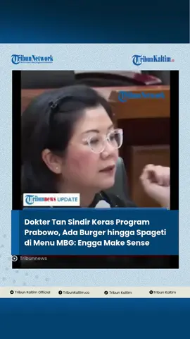 Ahli gizi masyarakat, Dokter Tan Shon Yet menyoroti program Makan Bergizi Gratis (MBG). Sederet kritik disampaikan Dokter Tan saat Komisi IX DPR mengadakan audiensi dengan gerakan kesehatan ibu dan anak pada Senin (22/9/2025). #fyp #doktertan #makanbergizigratis #Prabowo