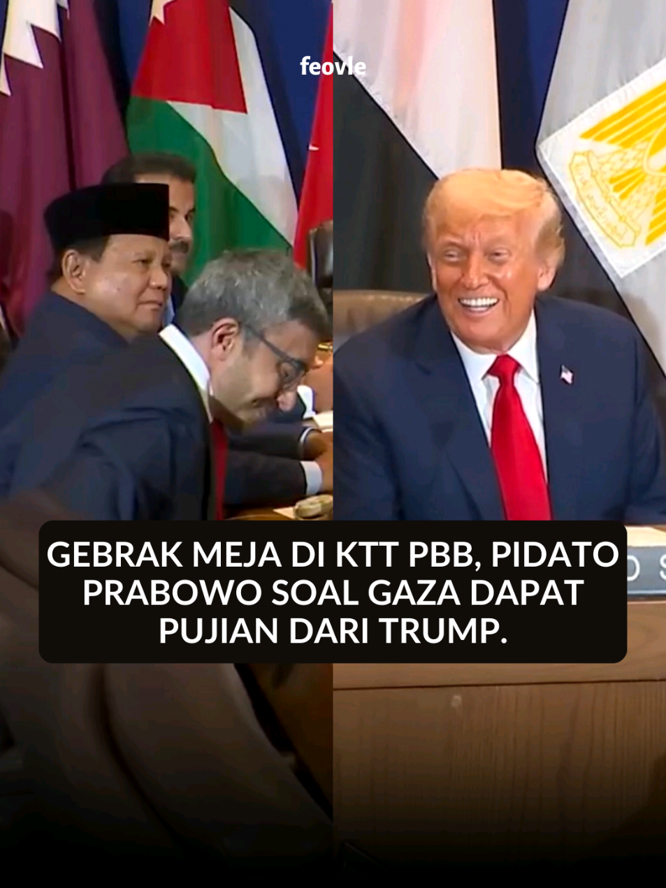 Momen menarik terjadi saat Presiden AS Donald Trump bertemu dengan para pemimpin Muslim usai KTT PBB. Dalam kesempatan itu, Trump menyempatkan diri memuji Presiden RI Prabowo Subianto atas pidatonya yang dinilai penuh energi dan berani di hadapan forum dunia. Ia menyebut pidato Prabowo sebagai sesuatu yang “hebat” dan menyinggung aksinya menggebrak meja sebagai simbol ketegasan. Menurut Trump, tidak mudah berbicara di forum sebesar PBB, namun Prabowo dinilai berhasil tampil kuat dan tegas di hadapan dunia. Dalam pidatonya di Sidang Umum PBB, Prabowo menyoroti isu konflik Palestina-Israel, menyerukan gencatan senjata segera di Gaza, serta menekankan pentingnya solusi damai yang adil bagi rakyat Palestina. Sikap tersebut menjadi sorotan internasional, dan sanjungan Trump memperlihatkan bagaimana pesan Prabowo sampai ke berbagai pemimpin dunia. Tanggapan lo? #feovle #moots? #fyp #4u #4upage 