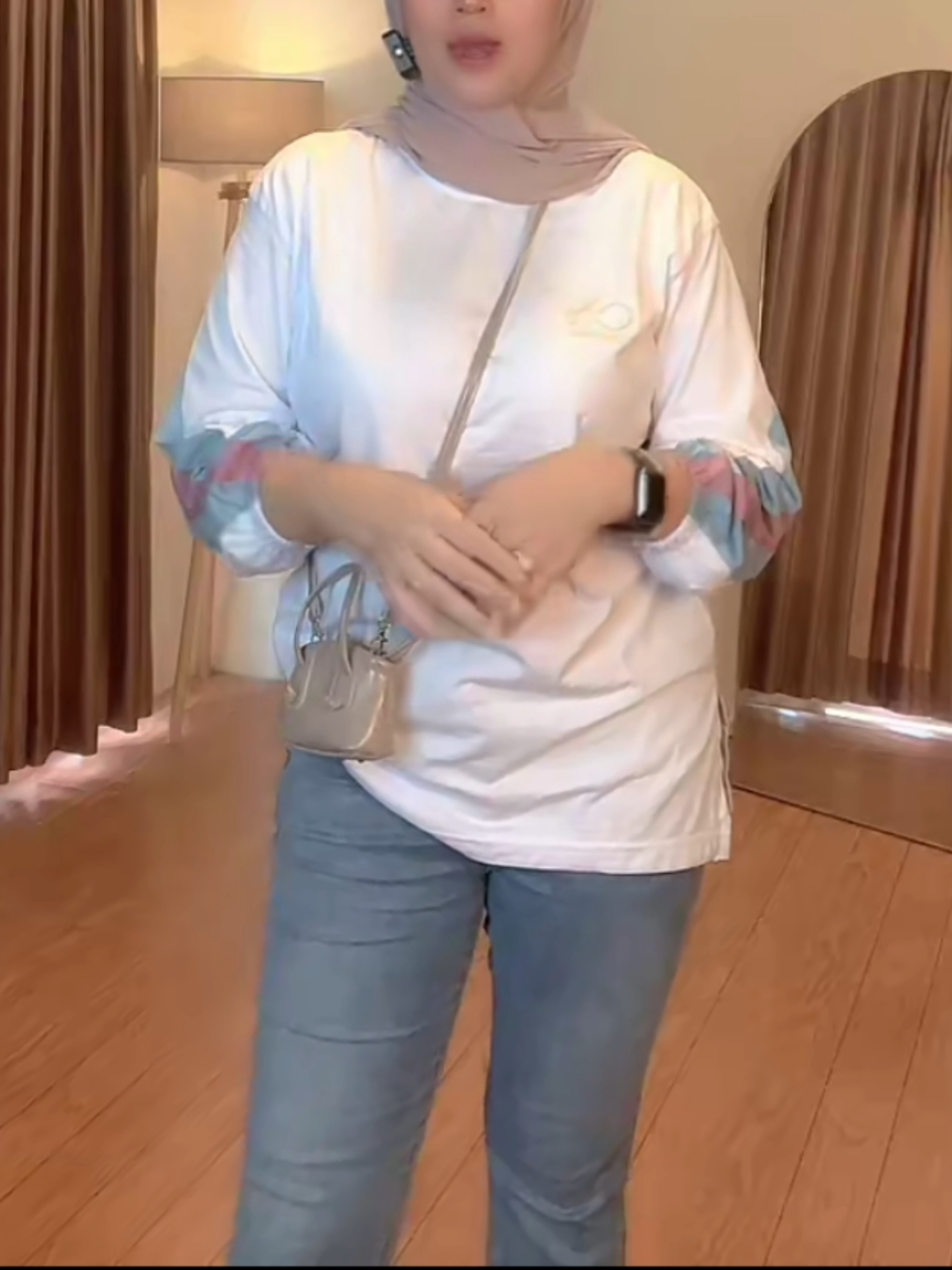 NAMINA - Tshirt Original Oversize Lengan Karet Kerut Kaos Cewe Oversize Lengan Panjang Size Jumbo Wanita#kaos #atasanwanita #bahanlembut #adem 