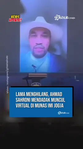 Ahmad Sahroni, tiba-tiba hadir secara daring dalam Musyawarah Nasional (Munas) IMI X 2025 yang digelar di Royal Ambarrukmo, Yogyakarta, Sabtu (20/9/2025). Menjabat sebagai Sekretaris Jenderal Ikatan Motor Indonesia (IMI) periode 2021–2025, Sahroni tampil melalui rekaman video dengan mengenakan topi dan latar belakang buram. Dalam sambutannya, ia menyampaikan permohonan maaf karena tidak dapat hadir langsung serta mengucapkan terima kasih atas dukungan yang terjalin selama masa jabatannya. Kemunculan virtual Sahroni sontak menjadi sorotan. Pasalnya, sejak akhir Agustus lalu keberadaannya sempat menjadi misteri setelah rumahnya di Tanjung Priok dijarah massa. 