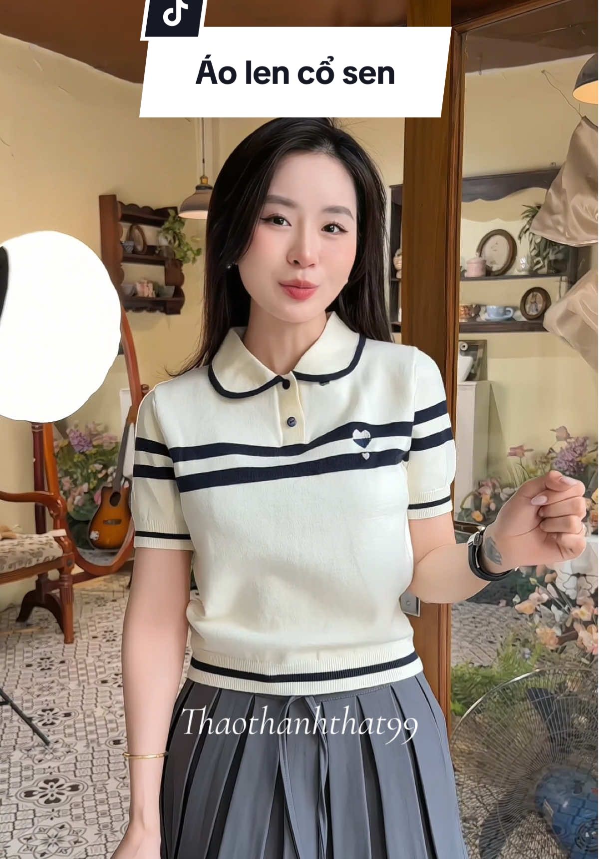 Áo polo cổ sen - len mềm mịn #thaothanhthat99 #deliz #aolen #thoitrangnu #aonu 