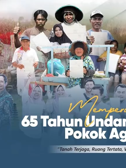 Halo #SobATRBPN, 65 tahun lalu Undang-Undang Pokok Agraria (UUPA) lahir sebagai tonggak sejarah bangsa untuk menata tanah yang berkeadilan, kepastian dan memberikan kesejahteraan rakyat. Sejak saat itu, perjalanan pertanahan Indonesia terus bertransformasi. Dari administrasi tanah kini Kementerian ATR/BPN hadir sebagai garda depan tata kelola ruang, serta menjaga aset tanah bangsa dan masyarakat di penjuru Nusantara. Selamat Memperingati Hari Agraria dan Tata Ruang (HANTARU) 2025 Peringatan ke-65 Undang-Undang Pokok Agraria (UUPA) Tanah Terjaga, Ruang Tertata, Wujudkan Astacita ✊🏼 #Hantaru2025 #IndonesiaLengkap #ATRBPNKiniLebihBaik #ATRBPNMajudanModern