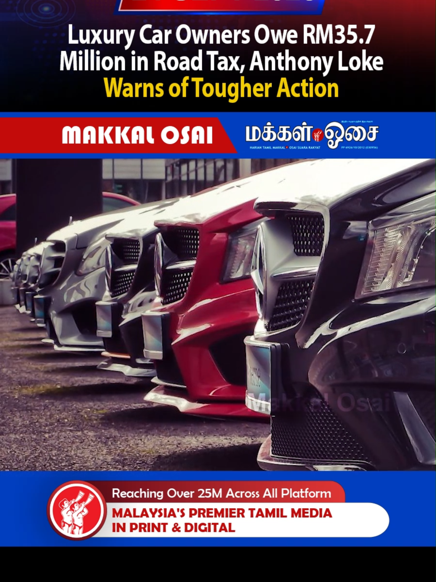 Luxury Car Owners Owe RM35.7 Million in Road Tax, Anthony Loke Warns of Tougher Action. #LuxuryCar #RoadTax #Owners #JPJ #CarSeize #Action #Ron95 #AnthonyLoke #Tax