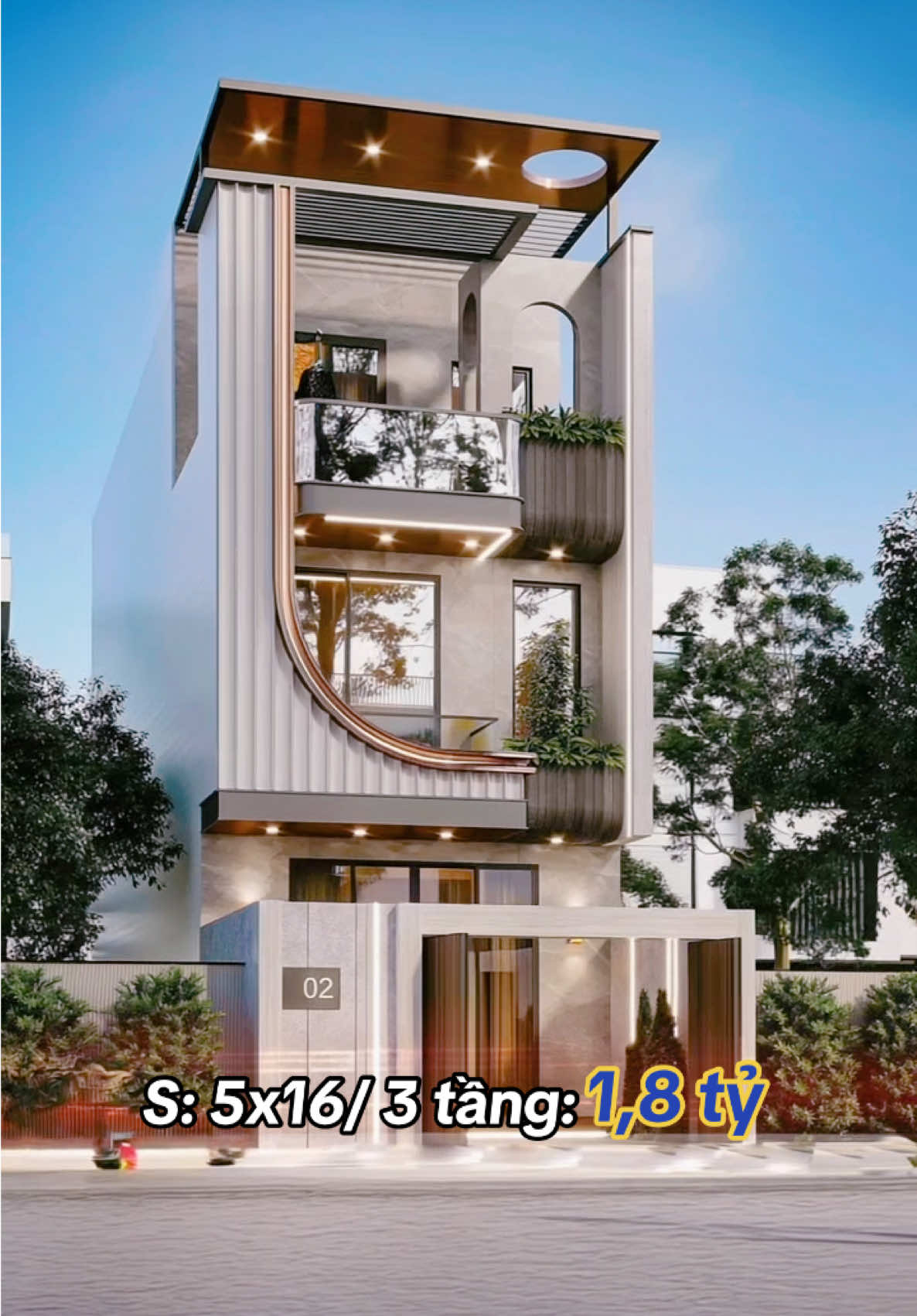Mẫu nhà hiện đại 3 tầng. Diện tích 5x16. Công năng 5 phòng ngủ. Tổng chi phí hoàn thiện 1,8 tỷ #xuhuong #viral #thietkenhadep #thietkenoithat #xaynhatrongoi #thicongtrongoi #trumnhapho #ktskhanhtoan 