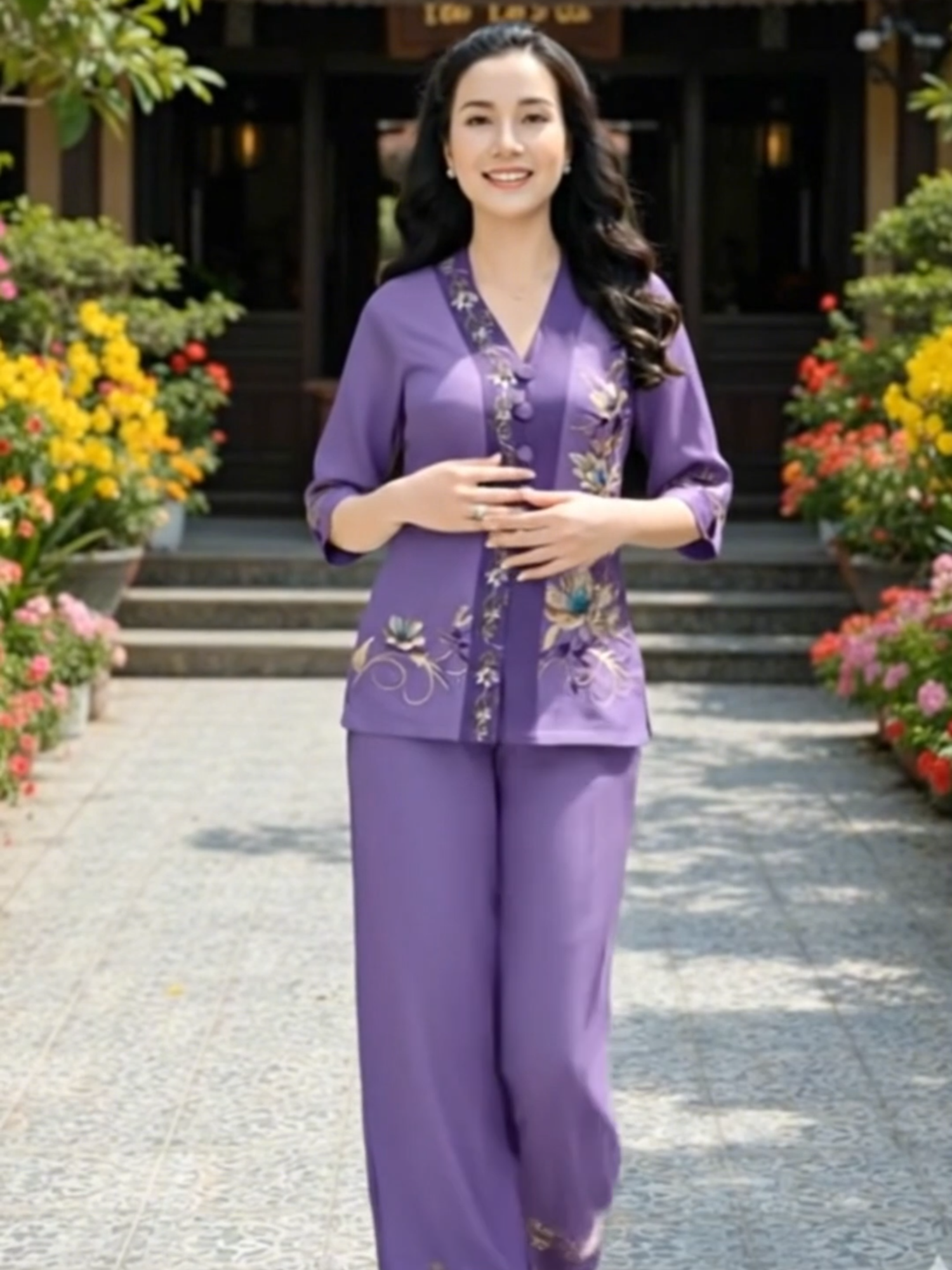 Bộ lụa in hoa tay lỡ thoải mái cho chị em mặc nhà #setbonu #bonu #bodotangme #thoitrangtrungnien