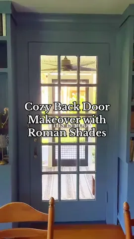 Even small spaces like your back door can feel surprisingly inviting! Striped Roman shades prove that the tiniest details can make the biggest difference in everyday living. cr: IG@creatingcasita #cottagecore #doordecor #creativeitems #pumpkinseason #cozyathome 