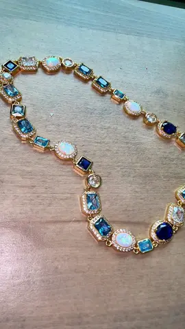 This is one of the most beautiful blue necklaces I’ve seen. It reminds me of the ocean or the blue solstice. #Necklace #GemstoneNecklace #Jewelry #GoldJewelry #beautiful 