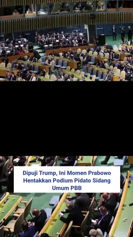 Presiden Amerika Serikat (AS) Donald Trump memuji pidato Presiden Prabowo Subianto di Sidang Umum ke-80 Perserikatan Bangsa-Bangsa (PBB). Trump mengapresiasi pidato Prabowo yang bersemangat sampai mengentakkan tangan ke podium. Seperti apa momennya? Diketahui, Prabowo menyampaikan pidato di Sidang Umum PBB pada urutan ketiga, setelah Presiden Brasil Lula da Silva dan Presiden AS Donald Trump, Selasa (23/9). Prabowo memang beberapa kali menyampaikan pidato dengan berapi-api hingga mengentakkan tangannya ke podium. Momen ini lantas dipuji Trump saat pertemuan Multilateral Meeting on the Middle East yang digelar seusai Sidang Umum PBB. Pertemuan ini digelar di Ruang Konsultasi Dewan Keamanan PBB. 