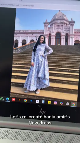 Hania amir inspired kurtiistic New gown with matching dupatta  only available on Kurtiistic  Sizes~  Bust: 32-44 | Length : 46,48,50 | Sleeves: 22+ ( Full ) | Dupatta: 2m+  Fabric & details:  We used premium weightless georgette and used butter fabric for the inner. Full gown is attached with butter inner even the sleeves. Dupatta is made with georgette fabric and has white lace on the sides.  Inbox us for more inquiries to order your favourite hania amir dress right now only on kurtiistic.