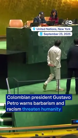 Colombian President Gustavo Petro condemns US missile attacks, migrant abuse, and climate inaction in his speech at the UN General Assembly on September 23. Members of the US delegation were seen leaving the UN General Assembly room during his speech.