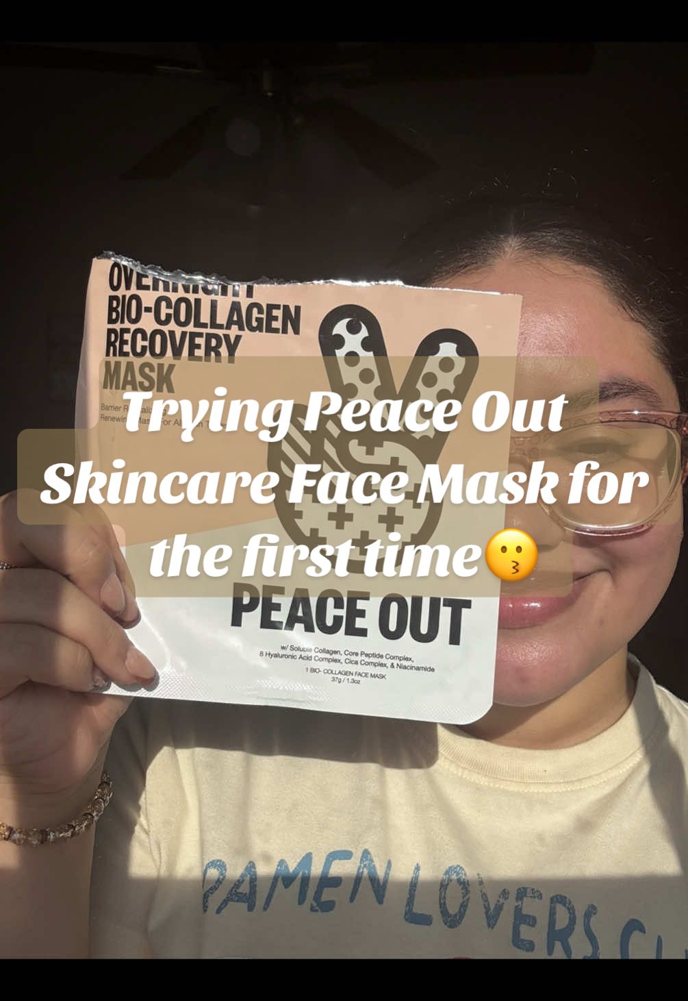 Trying the Overnight Bio-Collagen Recovery Mask by @PeaceOutSkincare😗 #peaceoutskincare #trying #skincare #facemask #fyp 