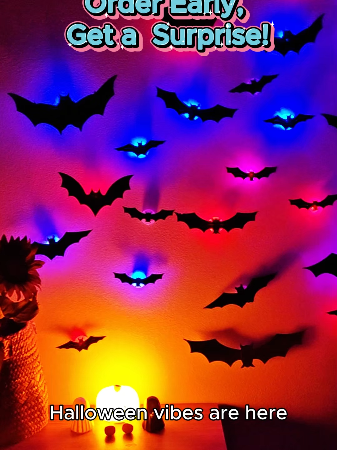 Your walls aren’t ready for this spooky glow! 🦇✨#HalloweenDecor #SpookyVibes #BatLights #HomeDecor #halloweenpartydecor