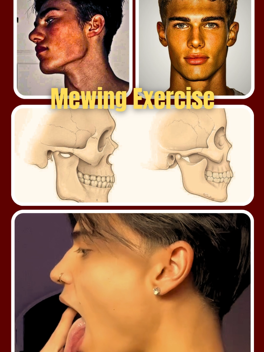 Mewing exercise + Jawline L shaped + sharp Jawline exercise ( do this everyday to see amazing results) ( 100% proved ) #fyp #mewing #jawline #looksmax #looksmaxing #jawlinechallenge #mewingtransformation #mewingtutorial #virall 