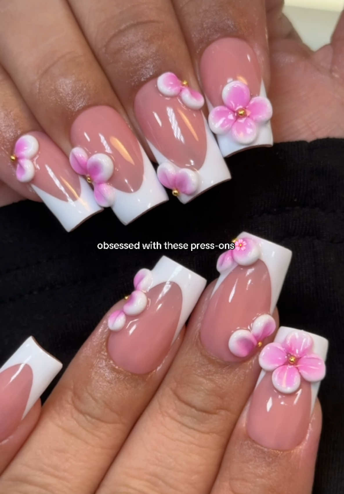 french tips with added flower designs! I’m obsessed😍 these are the best press-ons I’ve ever had! #pressonnails #nailsoftheday #naillook #nailaddict #nailstyle #naillover #diybeauty #nailedit #nailsofinstagram #affordablebeauty #nailtrends #baddienails #nailgame