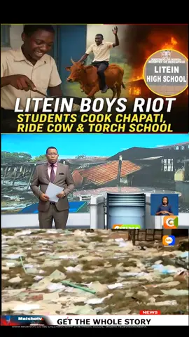 #2kn001 Litein Boys High School is a well-known secondary school in Bureti Constituency, Kericho County, Kenya.  The school has had previous unrests; the current administration under Principal Richard Sang has been under criticism.  Students had complaints not only about food but also about school management style—allegations of high‑handedness, discipline issues, etc.  The immediate spark was poorly cooked rice served during dinner on the evening of Sunday, September 21, 2025, around 9 PM and denied to watch football game between Arsenal and Manchester City. Students protested the quality of the food.  But underlying grievances—management style, leadership, perhaps feeling their concerns weren't being heardwere already present.  The protests escalated quickly from complaints to physical actions. Students overpowered school security personnel.  They started damaging property: windows, classroom furniture, the main gate.they pelted stones.  They attacked the school watchman, forcing him to flee.  Parts of the school were set on fire, including: The administration block that housed finance and departmental offices.  Two laboratories.  ICT/computer learning center/ labs were partially destroyed or damaged.  Dormitories and the dining hall were vandalised.  Students also looted stores within the school, including from teachers' quarters cooked chapati, egs, and destroyed items like electronic devices.  CCTV cameras were vandalised.  At some point there was an attempt by some students to bring down the school’s fence or escape the compound.  Authorities, including police (Litein Police Station, Bureti Sub‑County), were called in. Tear gas was used to disperse students.  Several buildings were severely damaged. The administration block was fully burned “to ashes.”  Four classrooms badly damaged; many window panes shattered.  Library and computer labs partially destroyed.  Furniture, books, certificates, electronic equipment destroyed or lost.  School buses also damaged: one bus had its windows and windscreen smashed; another named “Power House” was moved from its parking bay and damaged.  The losses are estimated in the millions of Kenyan Shillings.  The school was closed indefinitely pending investigations and repairs, and students were sent home.  Authorities (County Director of Education, police, Board of Management) are assessing damage and exploring how to allow Form 4 (final year) students to prepare for national exams amid the chaos.  Some students have been arrested (at least eight) captured via CCTV footage.  Parents, and community leaders have expressed dismay, saying the damage is not only physical but also reputational and emotional.  There are calls for better communication channels between school leadership and students; for more responsive school management; and for systemic measures to address unrest not just at Litein but in Kenyan boarding schools generally.  The incident has raised concerns about discipline, student morale, and whether students feel safe or listened to.  It also spotlights school leadership issues, especially transitions: older principal vs current one, how changes are managed, whether students’ respect and trust are maintained.  Parental investment and community involvement have been substantial in the school’s development; so when destruction happens, it’s not just the school that suffers but the whole community.  Timing is particularly bad because national exams are approaching, which may affect Form 4 students. #foryou #foryoupage #kenyantiktok #fypviralシ 