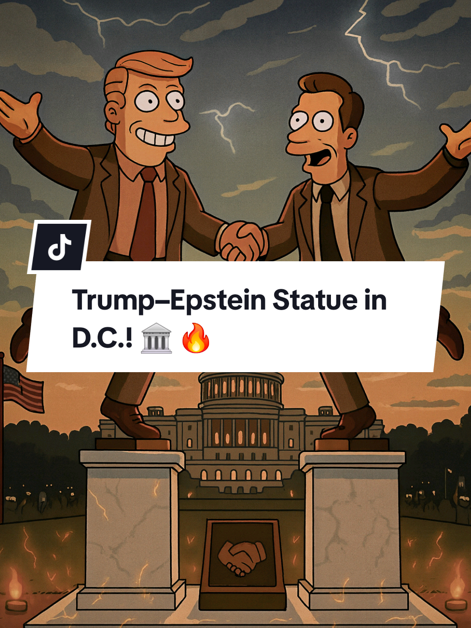 🚨 The Simpsons already predicted Trump & Epstein’s statue in D.C.!  A 12-foot spray-painted bronze statue of Trump and Epstein holding hands appeared overnight on the National Mall, with plaques celebrating their “long-lasting bond.”   Let me know what you think in the comments! #creatorsearchinsights #DonaldTrump #JeffreyEpstein #EpsteinFiles #simpsonspredictions 