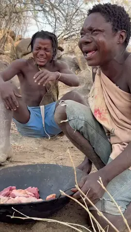 “When Chaba is around… forget cooking first 🤣🔥” “When Chaba is near, do you think anyone else can cook or eat food first? 😅 Look how he took over the uncooked meat pot and sat right on the floor near it like the true food boss he is 🤣🔥. With Chaba, food is always serious business 🍖😂.” #Chaba #HadzabeTribe #FoodBoss #MeatLovers #TribalLife