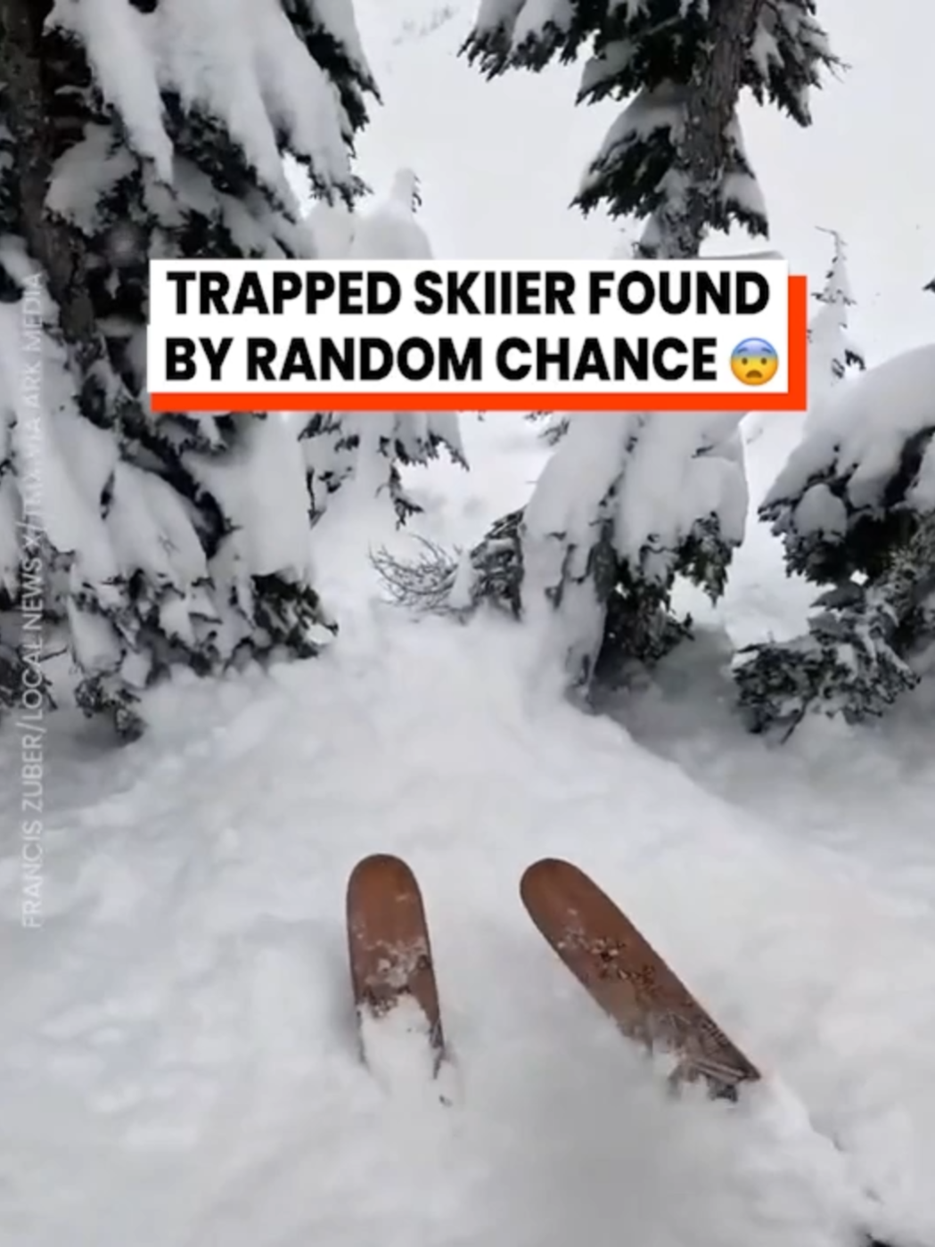This was divine intervention 😳 (Francis Zuber / Local News X / TMX via @arkbykomi) #skiing #skiingtiktok #skiinggonewrong #gonewrong #divineintervention