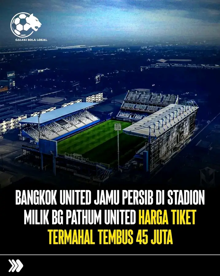 Bangkok United bakal menggunakan stadion milik BG Pathum untuk menjamu Persib Bandung di lanjutan laga AFC Champions League 2. 📑 Harga Tiket : • Tribun Away (utara) =  ฿ 250 (Rp135rb) • Daikin & True Lounge (Maks 12 Orang) = ฿46ribu (Rp18,8jt) • Red Heaven Lounge (Maks 25 Orang) =  ฿87,5ribu (Rp45,8jt)