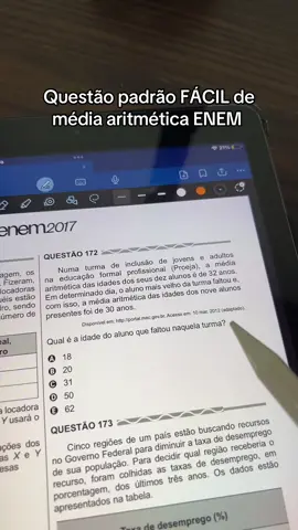 Questão padrão fácil de média aritmética que CAI TODO ANO NO ENEM! #enem2025 #estudos📚 #matematica #foryoupage #questaoenem 