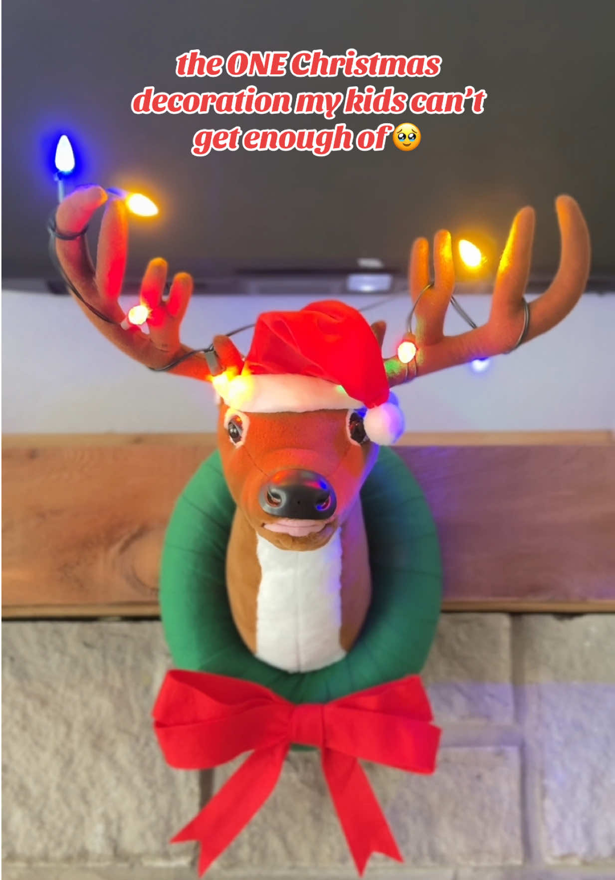 this singing reindeer is so cute and sings multiple songs, it’s also motion activated and will turn on as you walk by or wave your hands #singingreindeer #christmasdecorations #christmasdecor #christmasdecorideas #christmastok 