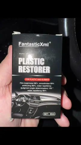 This stuff is amazing!!!! I was blown away with the results. This product only cost $7.98!!! It is a small bottle and took every drop to do the molding on her car. I’ve already two more bottles just bc. Also after I applied the solution to her car it started rained a couple hours later. It rained most of the night. Leaving for work this morning I was worried but believe it or not there were no runs anywhere. I am still amazed. I highly recommend this #carhacks😝 #plasticrestoration #plasticrestorer #fantasticxmlcoating 