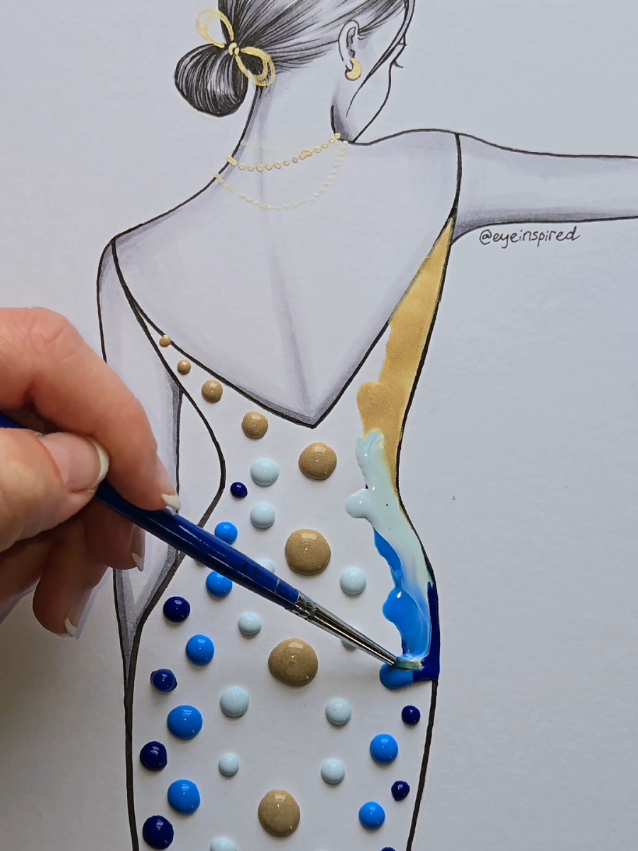 Waterdrop Art - Inspired by the ocean waves on the coastline 🌊 #art #painting #satisfying #fashion #DIY 