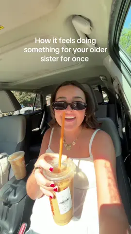 Little sister good deed of the day #fyp #sister #icedcoffee #bigsister #littlesister 