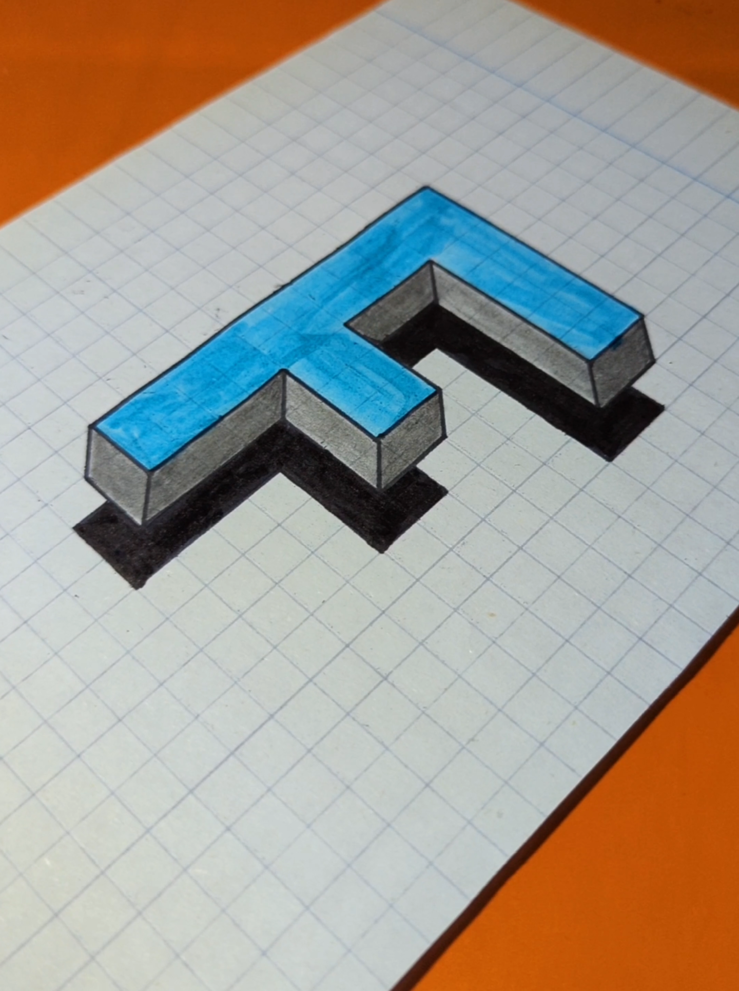 easy 3D drawing letter F  #3d #drawings 