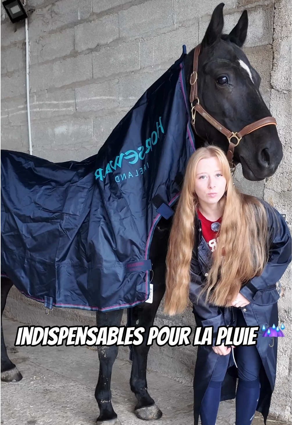 Mes indispensables pour la pluie ☔️🐴  Et oui, l’équitation c’est un sport d’extérieur 😂 #poney #cheval #equitation #poulain #elevageequin 