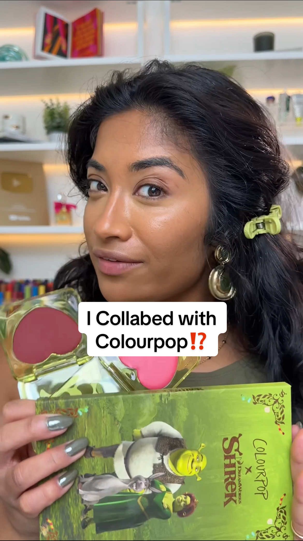 Did I just collab with Colourpop🤣 let’s see if this @ColourPop Cosmetics Shrek collab is for the olive skin girlies 🤔🫒 (products 🔗ed in my bio) #colourpopshrekcollection #colourpop #oliveskin #browngirlmakeup #makeupforbrownskin  
