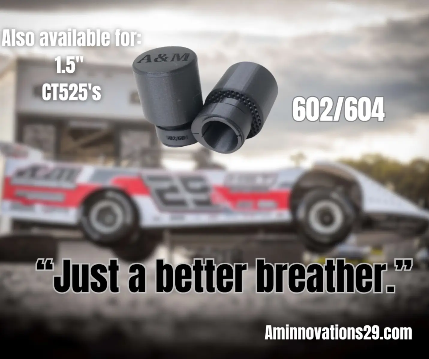 Like our good friends at Hammond Motorsports say, it’s “just a better breather.” 😬😮‍💨 Available for 602’s/604’s, 1.5” tubes, and CT525’s. 💪🏼🏁 Aminnovations29.com #dirtracing #3dprinting #604 #horsepower #streetstock 