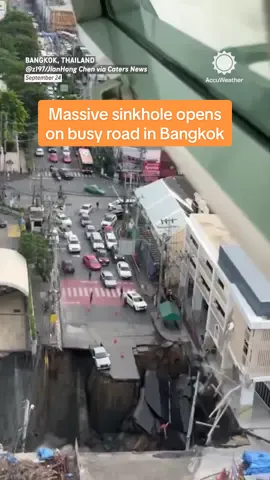 A massive sinkhole opened on a road in Bangkok, Thailand, on Wednesday, prompting evacuations in the area.  Officials told local media that the sinkhole was likely caused by a water leak from a burst pipe in a tunnel meant to extend the city's subway system.