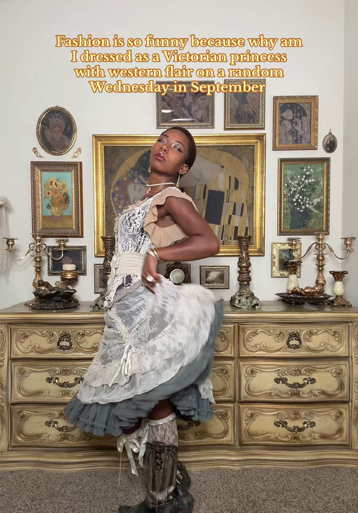 And no one ever questions it…  𐙚 ‧₊˚ ⋅  ❧ Shirt: Pretty Angel ❧ Skirt: @Urban Outfitters  ❧ Boots: @Old Gringo Boots  ❧ Jewelry: Thrifted ❧ Makeup: @ColourPop Cosmetics / @Too Faced / @Diorbeauty / @elfcosmetics / @Drunk Elephant  #WLW #Fashion #Victorian #SouthernGothic #Lace ____________________________________ ׂׂૢ་༘࿐ ┊ ⋆ ┊ . ┊ ┊ ⋆˚ ┊ ┊ ┊⋆ ┊ . ┊ ⋆  ┊ ┊ ⋆˚ ⁭ ⁭ ⋆  ✧. ┊⁭  ⋆ ★