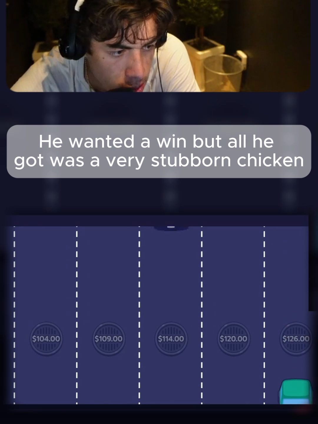 He wanted a win but all he got was a very stubborn chicken