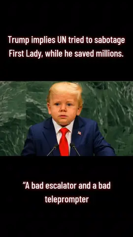 Trump implies UN tried to sabotage First Lady, while he saved millions.“A bad escalator and a bad teleprompter #fyppppppppppppppppppppppp #fyp #foryou #fypシ #fypシ゚viral 