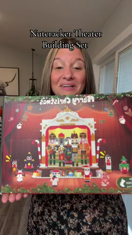 Nutcracker theater building set with lights, 4 nutcrackers, and 8 mini figures. 1690 piece set with Christmas tree train. Recommend ages 12+. #buildingset #christmas #christmasgiftideas 