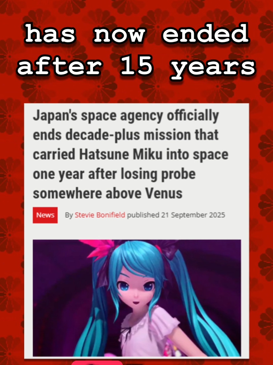 What happened to the spacecraft full of Hatsune Miku Fan Art? #hatsunemiku #miku 