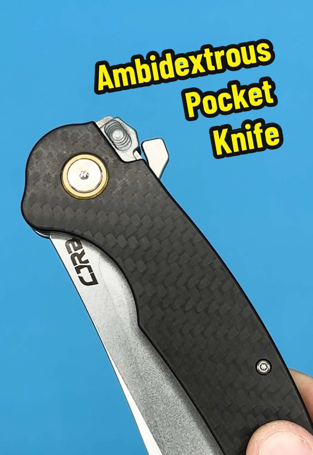 An ambidextrous pocket knife with carbon fiber or G10 handles scales. This is the CJRB Crag with their Recoil Lock. @CJRB Cutlery #edcknife #pocketknife #everydaycarry #edc #creatorsearchinsights 