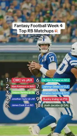 Fantasy Football Week 4 Top RB Matchups - Omarion szn is finally here⚡️#fyp #fantasyfootball #fantasy #nflfootball #nfl 